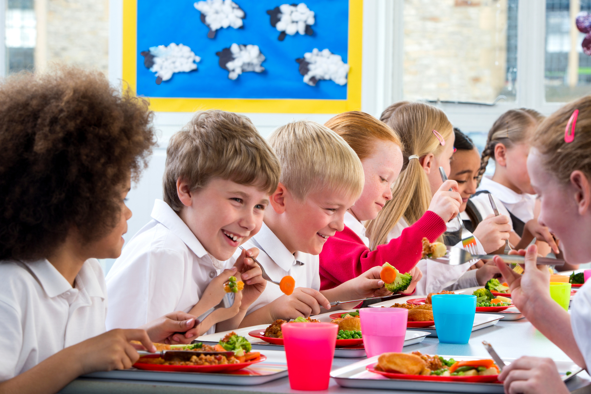 Children Eating School Dinners